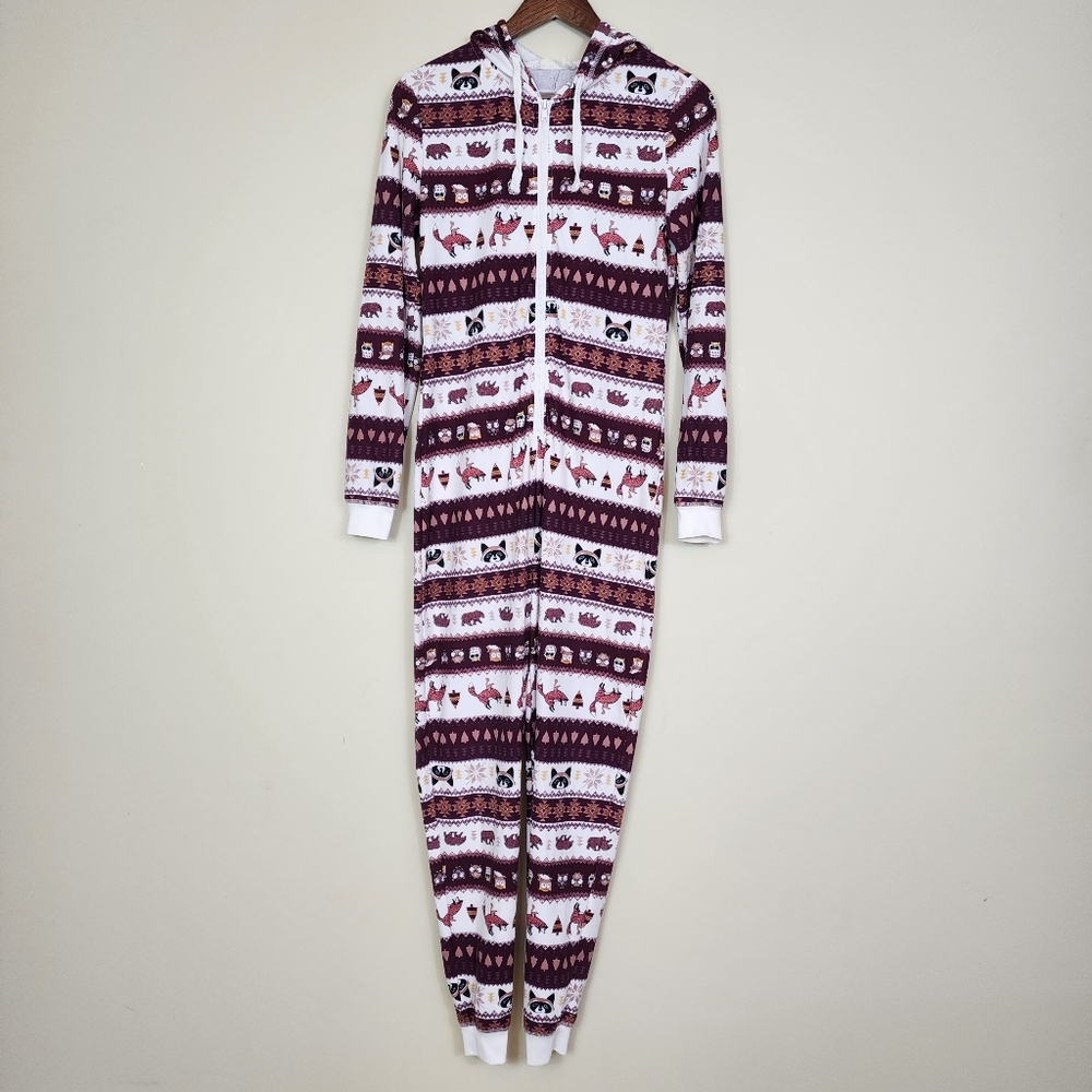 Cabin Fever Boho Tribal Onesie Pajamas Sz Small Stripe Animal Print Fox Owl Bear